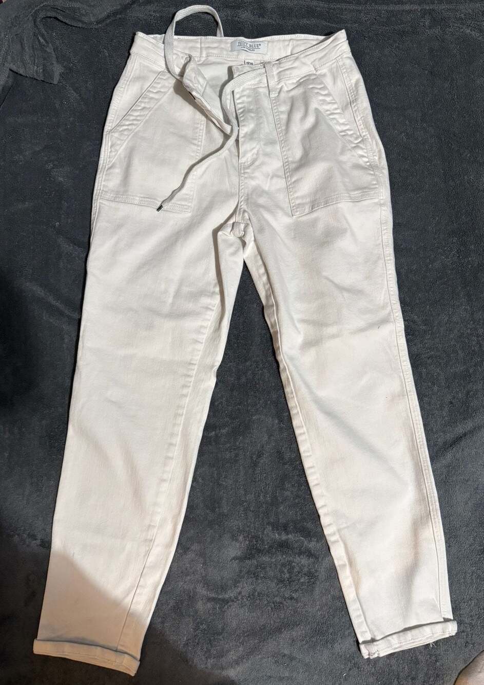 Judy Blue Los Angeles White Denim Utility Carpenter Pants